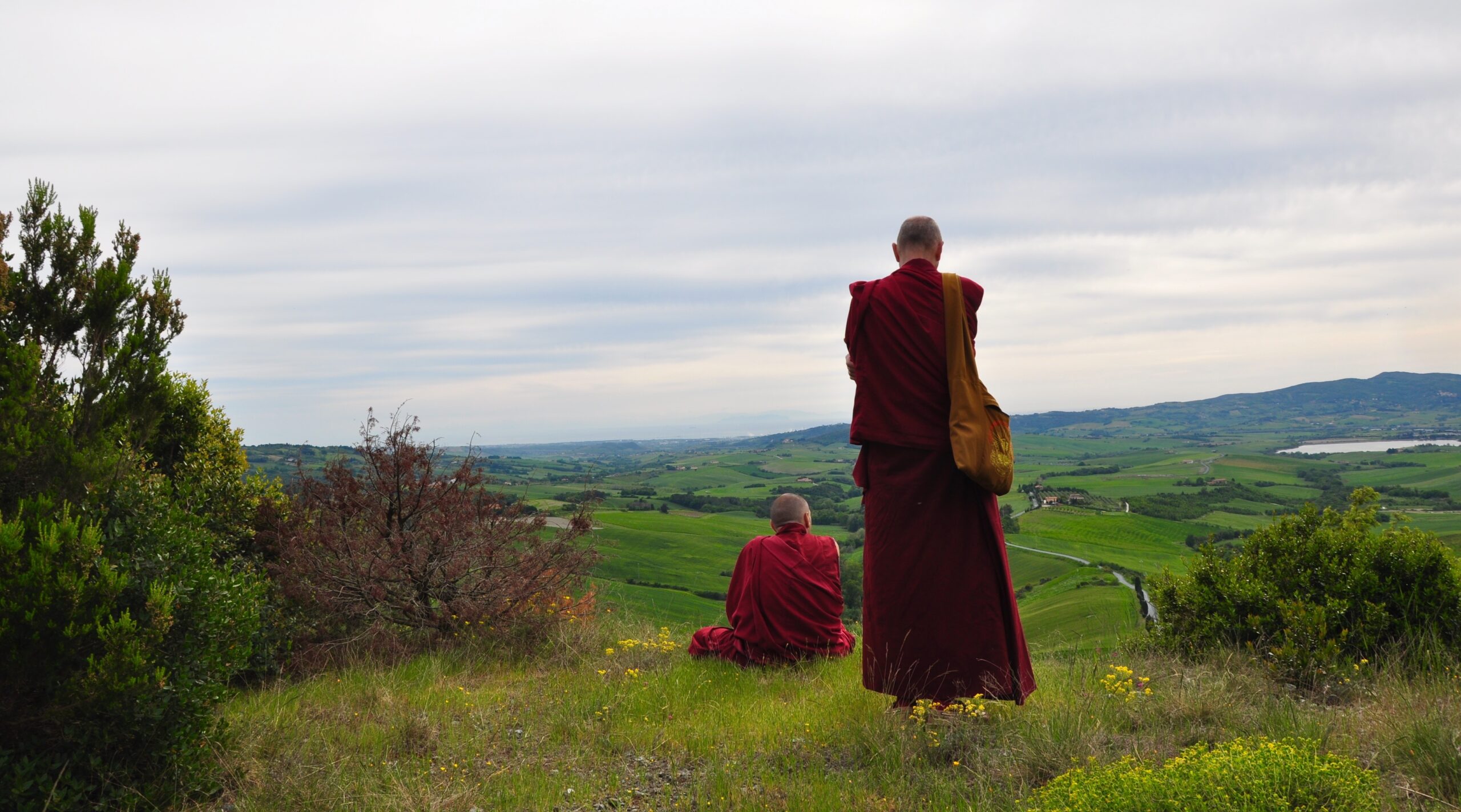 Buddhist Monastery Monks on the hill